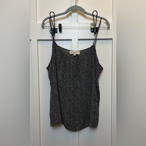 Loft Ann Taylor Womens Size XL Spaghetti Strap Top Black White Polka Dot Flowy